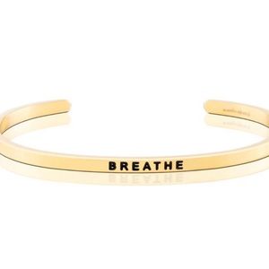 mantraband Jewelry - ‘Breathe’ Stainless Steel + Gold Cuff Bracelet mantraband Jewelry - ‘Breathe’ Stainless Steel + Gold Cuff Bracelet